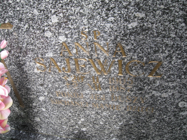 Anna Sajewicz 1905 Kłodzko - Grobonet - Wyszukiwarka osób pochowanych