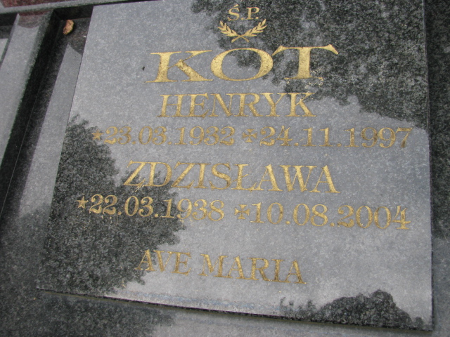 Zdzisława Kot 1938 Kłodzko - Grobonet - Wyszukiwarka osób pochowanych