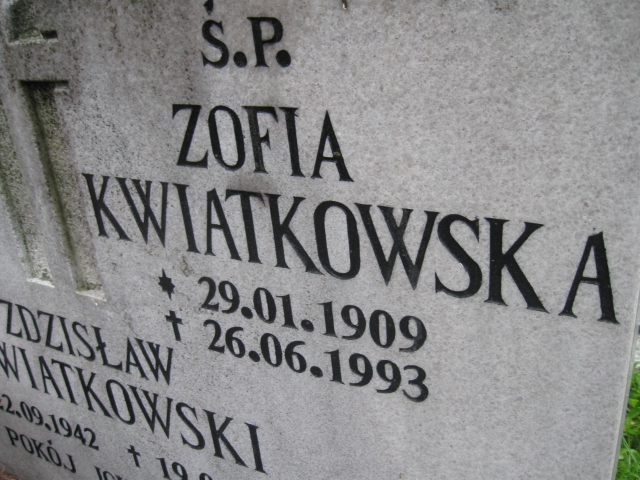 Zofia Kwiatkowska 1909 Kłodzko - Grobonet - Wyszukiwarka osób pochowanych