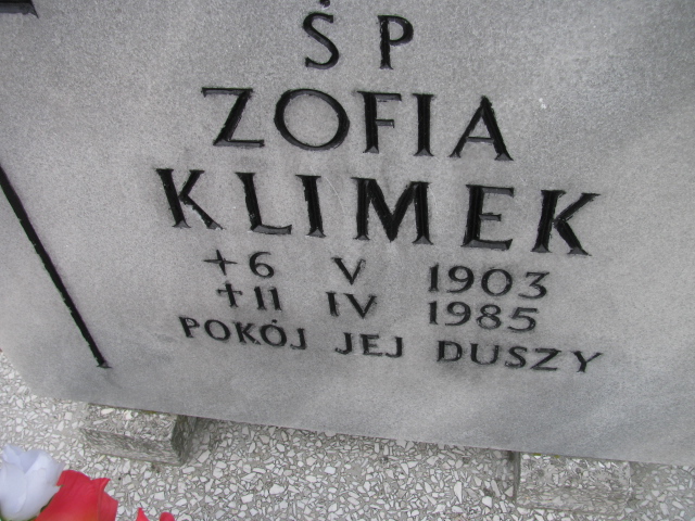 Zofia Klimek 1903 Kłodzko - Grobonet - Wyszukiwarka osób pochowanych