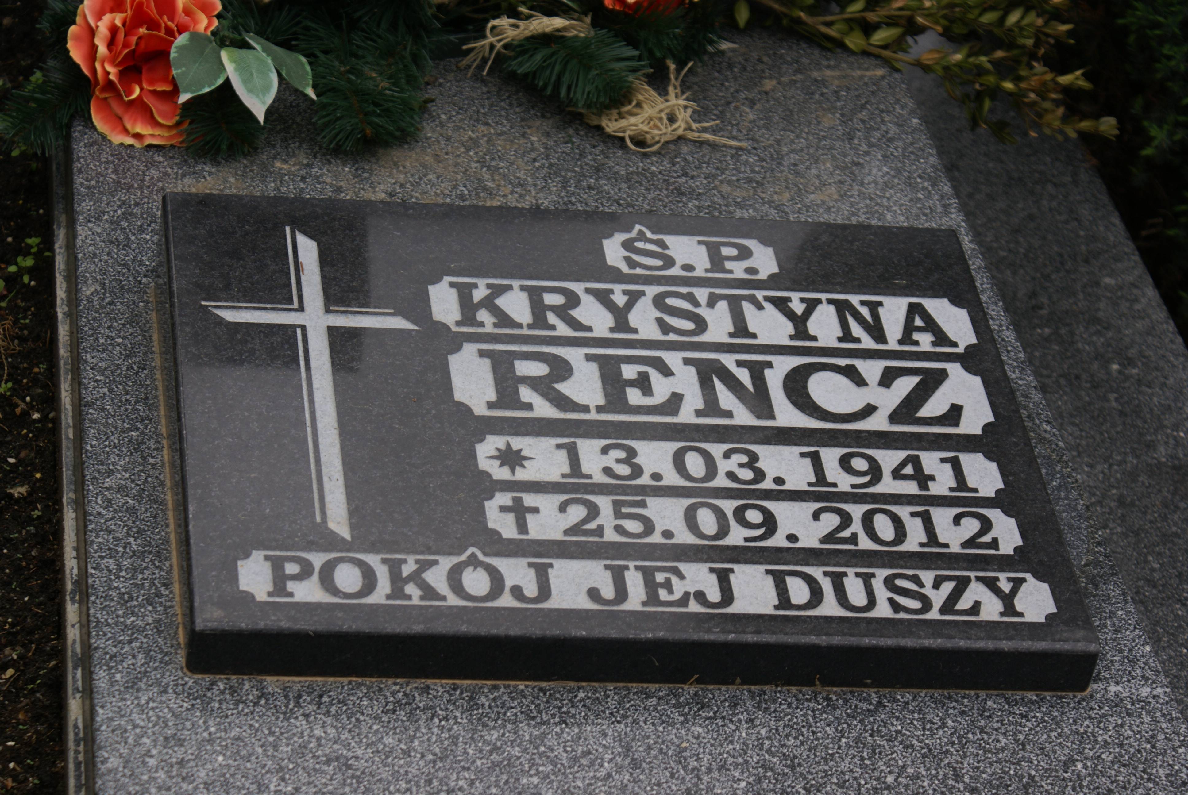 Krystyna Rencz 1941 Kłodzko - Grobonet - Wyszukiwarka osób pochowanych