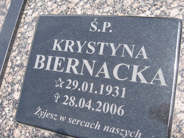 Krystyna Biernacka 1931 Kłodzko - Grobonet - Wyszukiwarka osób pochowanych